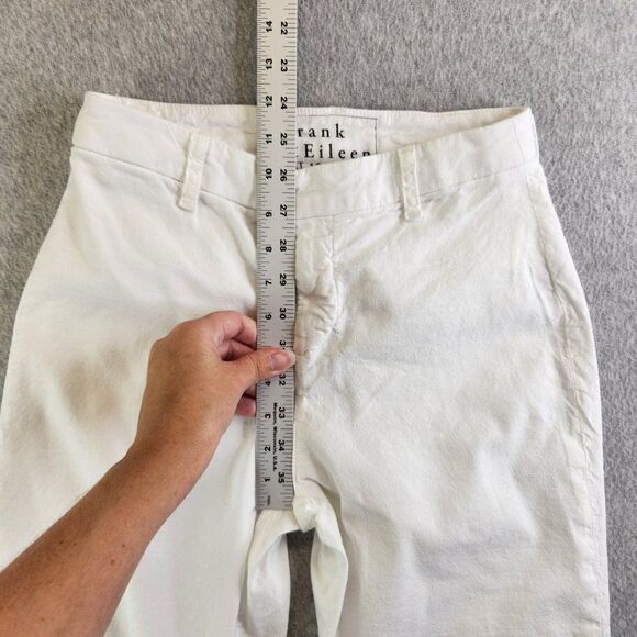 Frank Eileen Pants Womens 2 White Kinsale Cropped Ankle Linen Blend Stretch - Picture 8 of 15